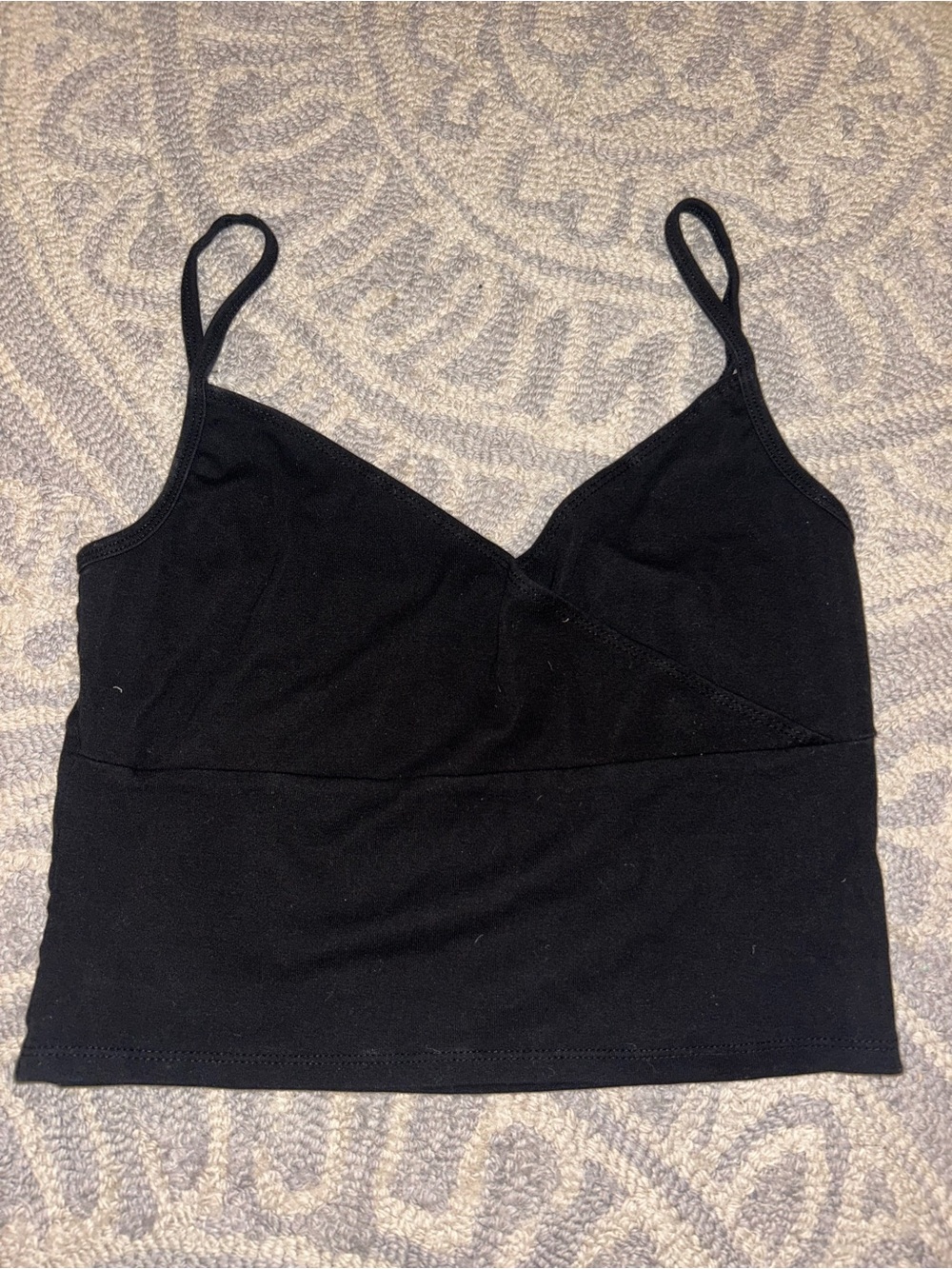 Black Spaghetti Strap V-Neck Crop Top